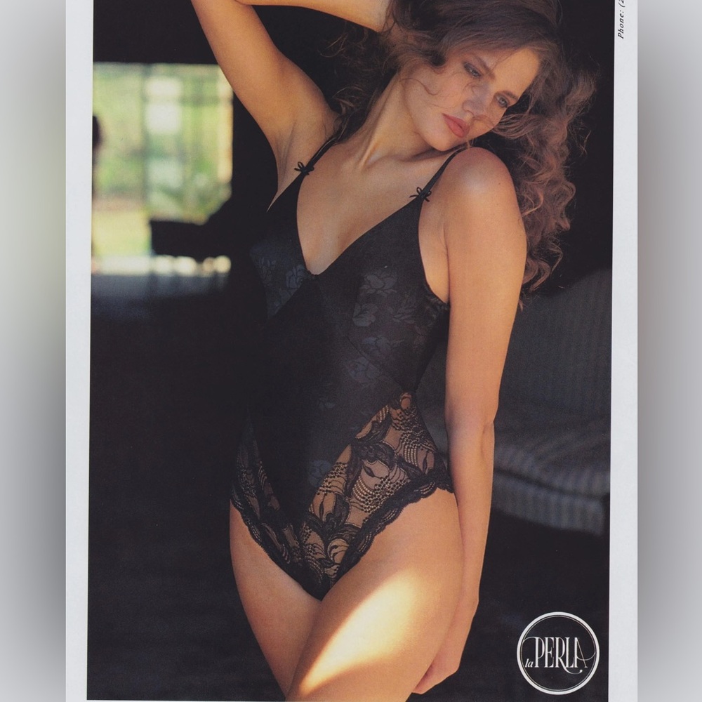 Documented La Perla collectors Vintage Black Floral Lace Bodysuit -